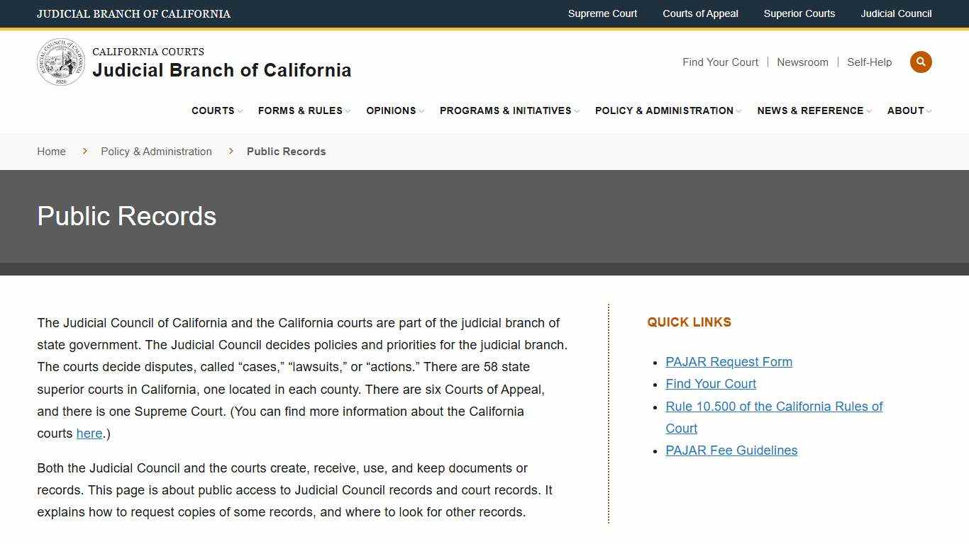 Public Records | Judicial Branch of California